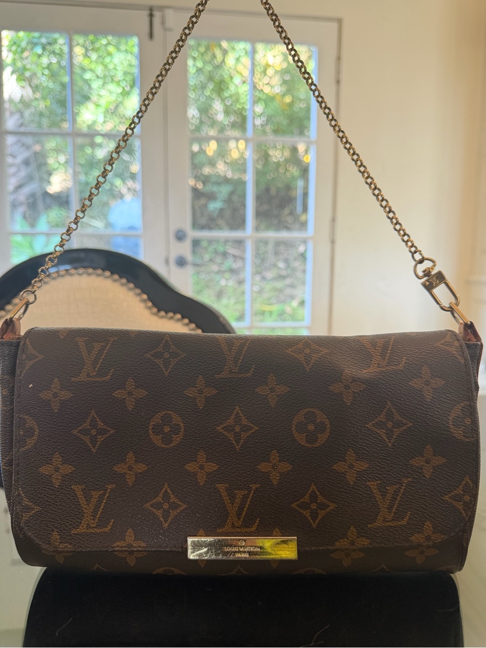 Louis Vuitton Brown Monogram Chain Shoulder Clutch
